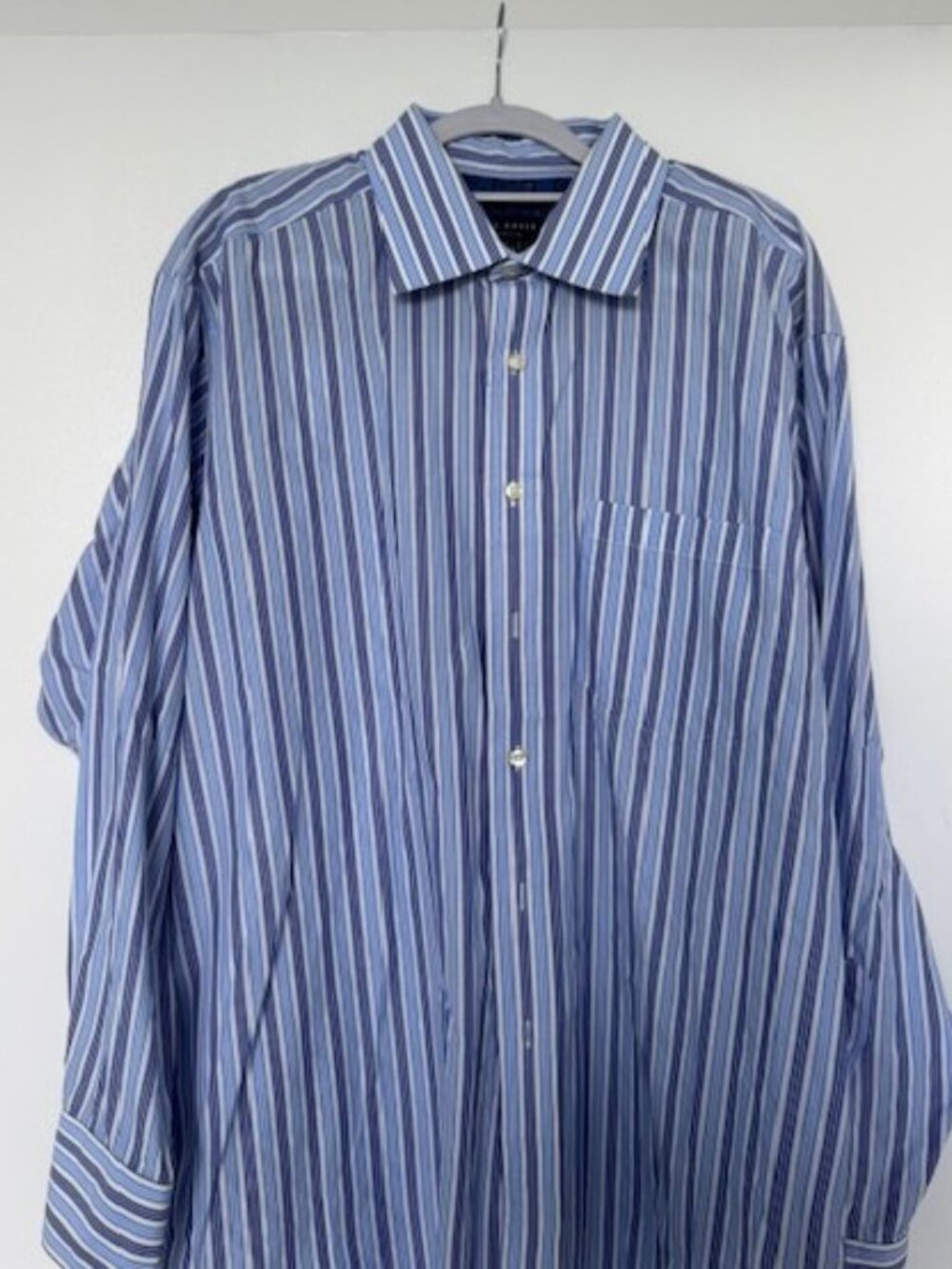 Ted Baker LS Button Down Shirt Striped Blue Purple White Pocket Dress